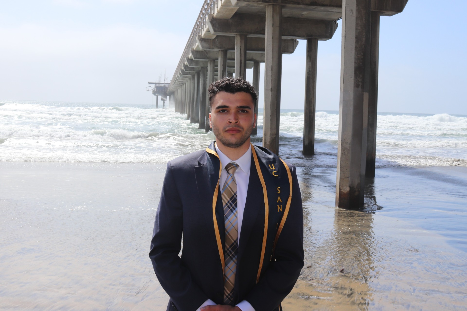 Adolfo Valencia at Scripps Pier, UC San Diego graduation
